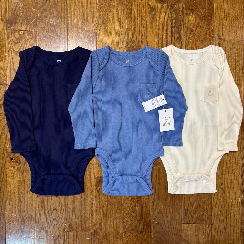 GAP Kids Bodysuit Trio - Navy, Blue, and Cream